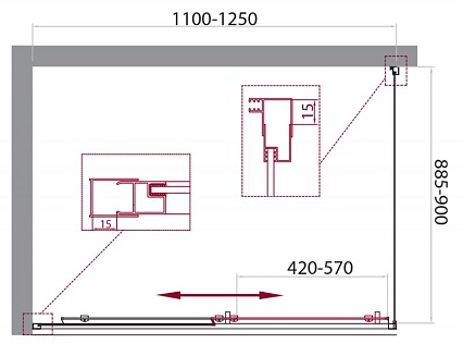 Душевой уголок BelBagno Unique 110-125x90 прозрачный, хром