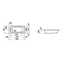 Стальная ванна Laufen Pro 150x70 см шумоизоляционное покрытие, без отверстий для ручек 2.2195.0.000.040.1