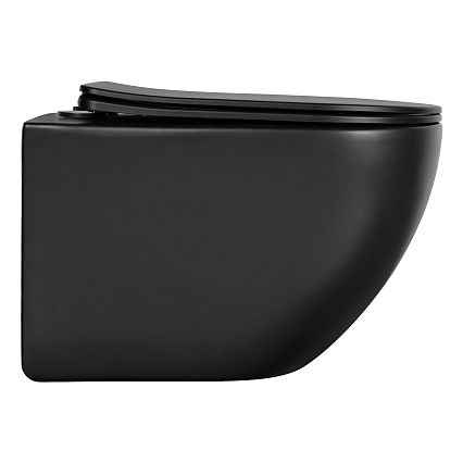 Подвесной унитаз SET Aquatek Европа MB-017 4в1, кнопка черный матовый