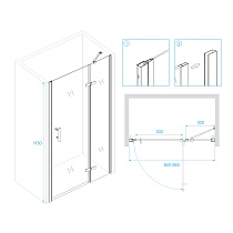 Душевая дверь RGW Passage PA-07B 90x195, прозрачное, черный, R