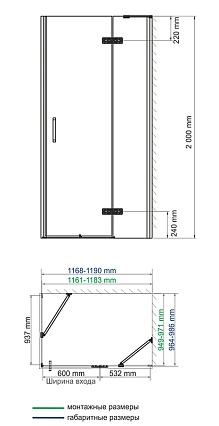 Душевой уголок WasserKRAFT Aller 10H10RBLACK 120x100 правый