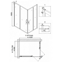 Душевой уголок Niagara Nova NG 6881-08 BLACK 100x80 прозрачный, черный