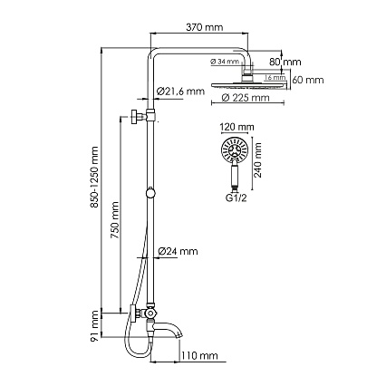 Душевая стойка WasserKRAFT A188.067.058.WM Thermo с термостатом, белый матовый