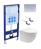 Подвесной унитаз SET Aquatek Европа-019 4в1, кнопка хром матовый