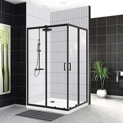 Душевой уголок BelBagno UNO-195-AH-2-120/90-C-NERO 120x90 прозрачный, черный