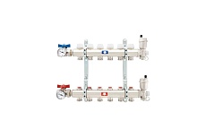 Коллекторная группа ITAP 1&quot;х3/4&quot;х4 выходов в сборе с расходомерами + комплект шаровых кранов с термометрами 9050010004034C 905(1&quot;X3/4&quot;X4)