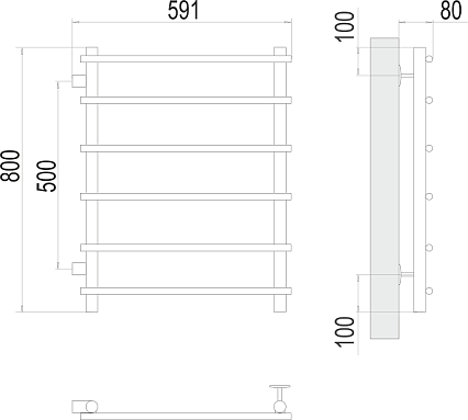 Полотенцесушитель водяной Terminus Квинта П6 500x800 БП500, 4670078530172