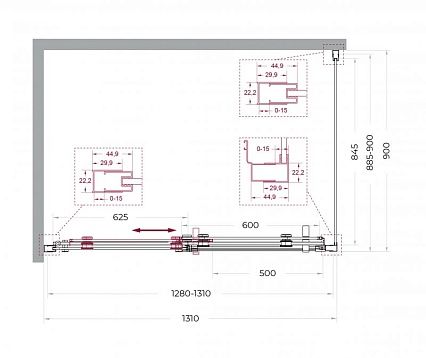 Душевой уголок BelBagno MARINO-2-AH-1-130/90-C-GM 130x90 прозрачный, оружейная сталь