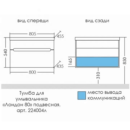 Мебель для ванной Санта Лондон 80 см, подвесная (рак.Classic 80), белый