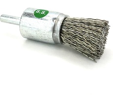 Щетка концевая стабильная плоская EuroBrush тип 102F Д20 с хв-м д6x22, ворс гофр нерж сталь 0,50, до 12000 об/мин код 13-091 EB-E20SS2