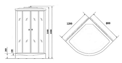 Душевая кабина Niagara Eco NG- 3324-14LR 120x80 стекло матовое, R