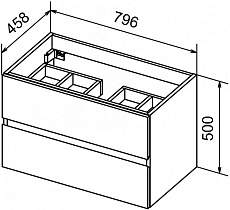 Тумба с раковиной Cezares Molveno 46-80 см Legno Grigio