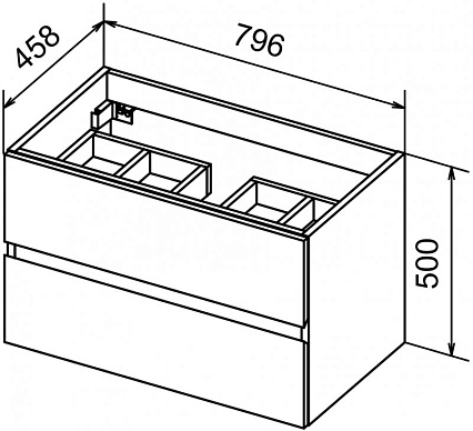 Тумба с раковиной Cezares Molveno 46-80 см Legno Grigio