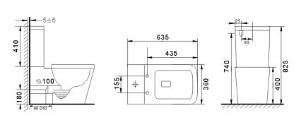 Унитаз-компакт Gid Tr2170BL безободковый, черный глянцевый