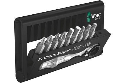 Набор бит с трещоткой WERA Zyklop Mini 10 предметов WE-073645