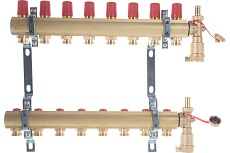 Комплект коллекторов Danfoss FHF-8 set с кронштейнами и воздухоотводчиками 8 контуров 088U0708