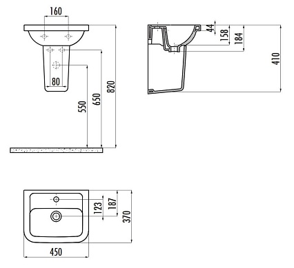 Раковина Creavit Key KY045-00CB00E-0000 45 см белый