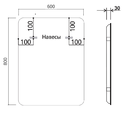 Зеркало Vincea VLM-3VC600B-2 60x80 см, сенсорный выключатель и диммер, антипар, черный