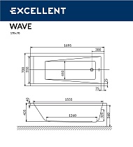 Акриловая ванна Excellent Wave Slim 170x70