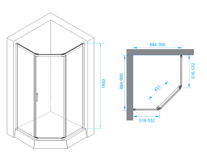 Душевой уголок RGW Passage PA-86B 90x90 прозрачное, черный 38088699-14