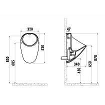 Писсуар Creavit TP635-11CB00E-0000 с задней подачей воды