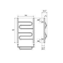 Полотенцесушитель электрический Point PN01156E П2 50x60 хром