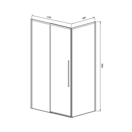 Душевой уголок Vincea Слим-Н (Slim-N) VSR-4SN9011CGGM 110x90 вороненая сталь, стекло тонированное