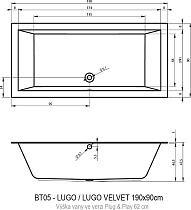 Акриловая ванна Riho Lugo Plug&Play 190x90 см L с монолитной панелью