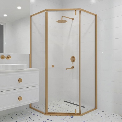 Душевой уголок RGW Hotel HO-088-G 90x90 прозрачное, брашированное золото 350608899-16