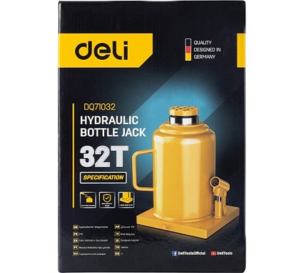 Домкрат бутылочный гидравлический 32т DQ71032 (высота подъема 260-430мм) Deli 130448