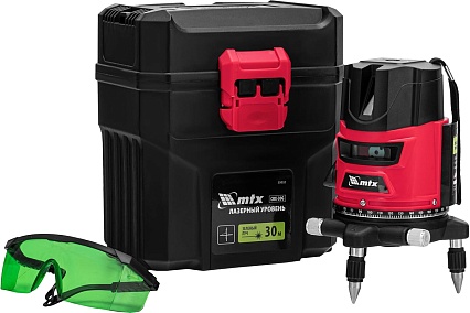Лазерный уровень MTX crx-30g, 30 м, зеленый луч, батарейки, резьба 5/8" 35032