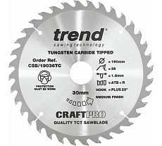 Пильный диск 190 мм 36 зубьев для аккумуляторной пилы Trend CSB/19036TC