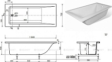 Ванна из искусственного камня Aquanet Bright Stone 150x70 AQ-00368583