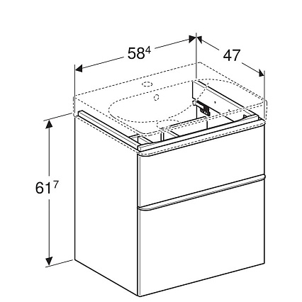 Тумба с раковиной Geberit Smyle Square 60 см, белый глянцевый