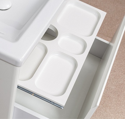 Тумба с раковиной Velvex Klaufs 80 см подвесная, 2 ящика