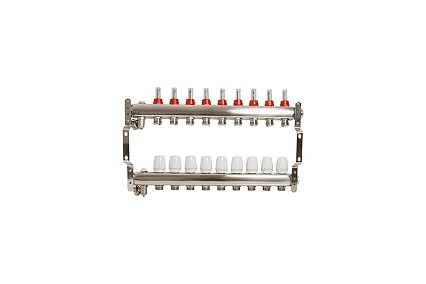 Коллекторная группа VRT 1"х3/4", евроконус, 9 выходов, c расходомерами 530148