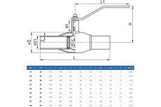 Шаровой кран TEMPER 282 Ду25 Ру40 стандартнопроходной приварной стальной D160-05753