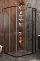 Душевой уголок Cezares MOLVENO-AH-21-90+20-C-GM-IV 110x90 прозрачный, оружейная сталь