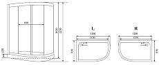 Душевая кабина Timo Standart T-6602BR Black 120x85, черный, правосторонняя