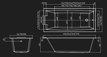 Акриловая ванна Marka One Aelita 180x80 Slim