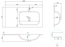 Раковина Vincea Elise 100 см Corian, белый матовый, правая VCB-4EL100MW-R