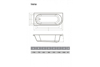 Акриловая ванна Vayer Irena 170x72 L Гл000026131