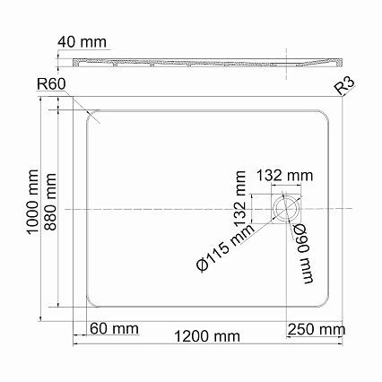 Поддон для душа WasserKRAFT Neime 19T10 120x100, черный мрамор