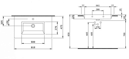 Раковина Bocchi Milano 1113-004-0126 81 см матовый черный