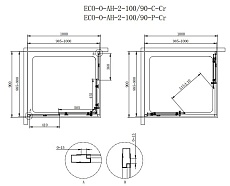 Душевой уголок Cezares Eco ECO-O-AH-2-100/90-C-Cr 100x90 прозрачный, прямоугольный