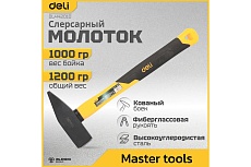 Слесарный молоток Deli DL442010 1000 гр (квадратный боек, фибергласовая рукоять) 130312