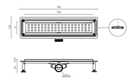 Душевой лоток Ctesi Flow Square BK4024640 70 см хром