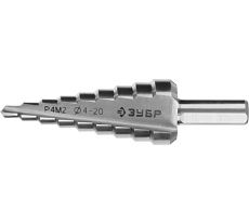 Ступенчатое сверло по металлу Зубр сталь P4M2, 4-20 мм, 9 ступеней 29665-4-20-9