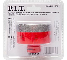 Коронка алмазная по керамограниту P.I.T. 75 мм, M14, сухое сверление, вакуумная пайка AMAS18-0075
