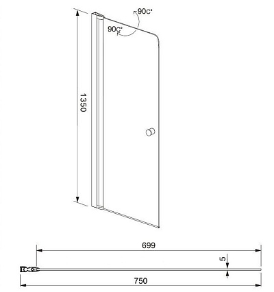 Шторка для ванны Aquanet Alfa NF6211 75x135, прозрачное стекло